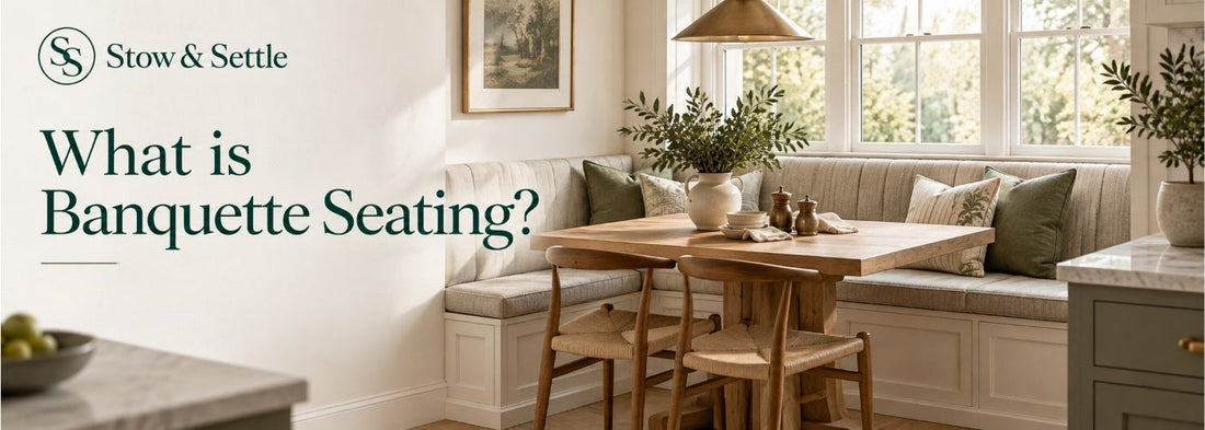 What is Banquette Seating blog cover image for Stow & Settle