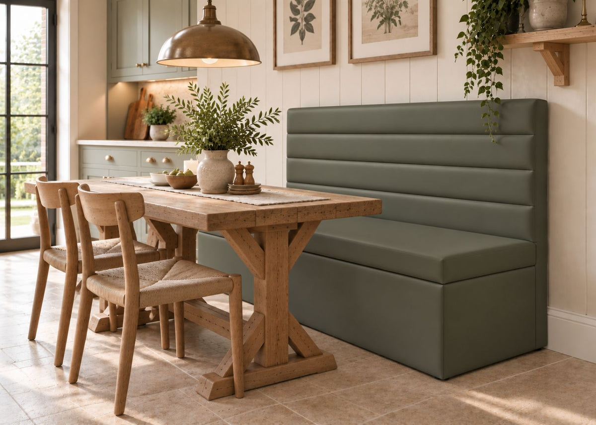 Horizontal Panelled Banquette Seating | Moss Colourway