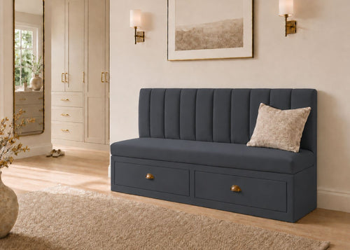 Camden Straight Fluted Banquette Seating with Storage | Denim Colourway