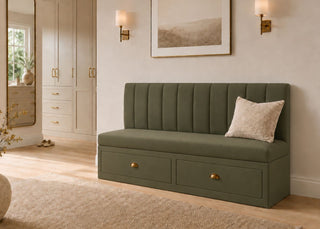 Camden Straight Fluted Banquette Seating with Storage | Moss Colourway