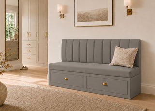 Camden Straight Fluted Banquette Seating with Storage | Steel Colourway