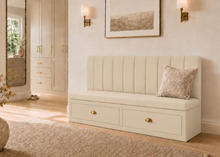 Camden Straight Fluted Banquette Seating with Storage | Stone Colourway