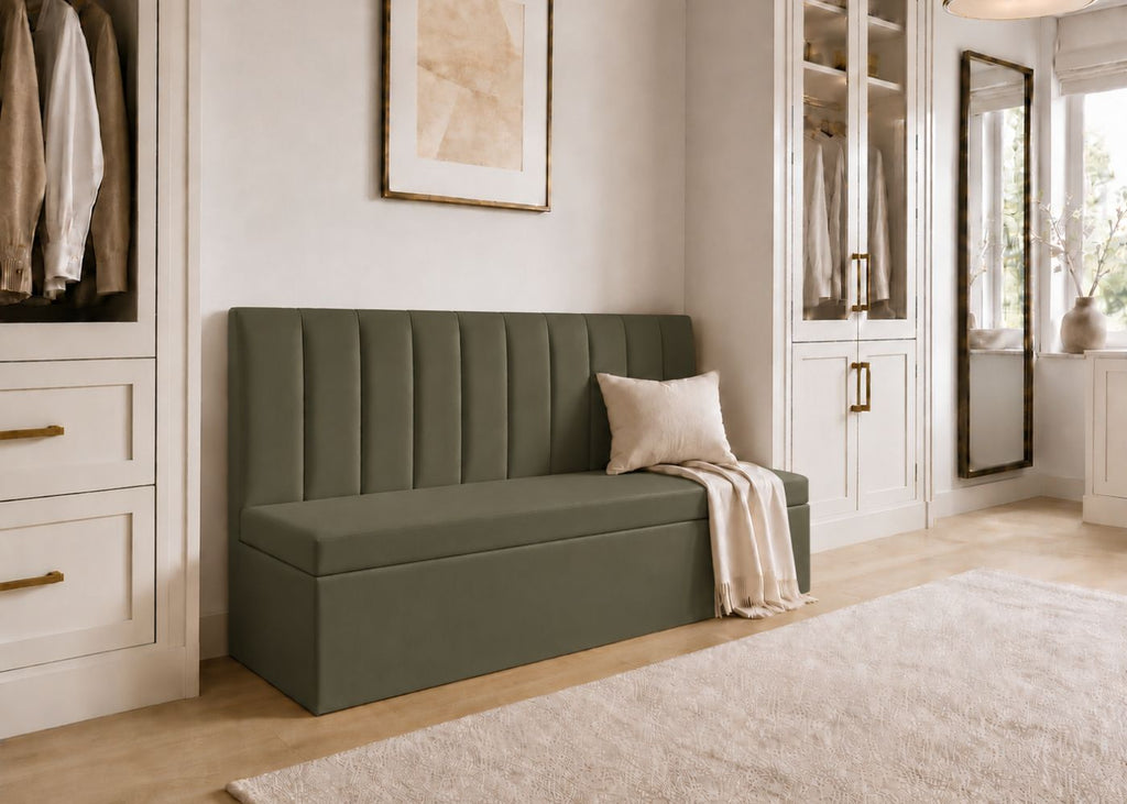 Camden Straight Fluted Banquette Seating | Moss Colourway
