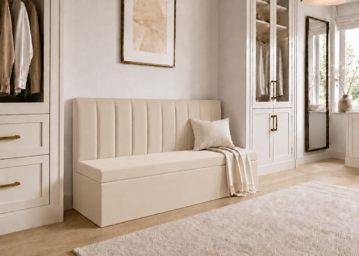Camden Straight Fluted Banquette Seating | Stone Colourway