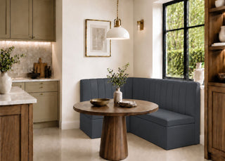 Camden L Shape Fluted Banquette Seating | Left Hand in Denim Colourway