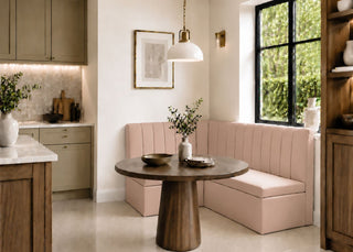 Camden L Shape Fluted Banquette Seating | Left Hand in Rose Colourway
