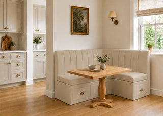 Camden L Shape Fluted Banquette Seating with Storage | Right Hand in Clay Colourway