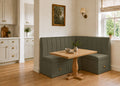 Camden L Shape Fluted Banquette Seating with Storage | Right Hand in Moss Colourway