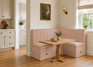 Camden L Shape Fluted Banquette Seating with Storage | Right Hand in Rose Colourway