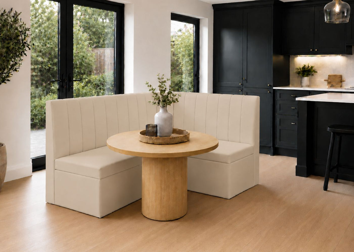 Camden L Shape Fluted Banquette Seating | Right Hand in Clay Colourway