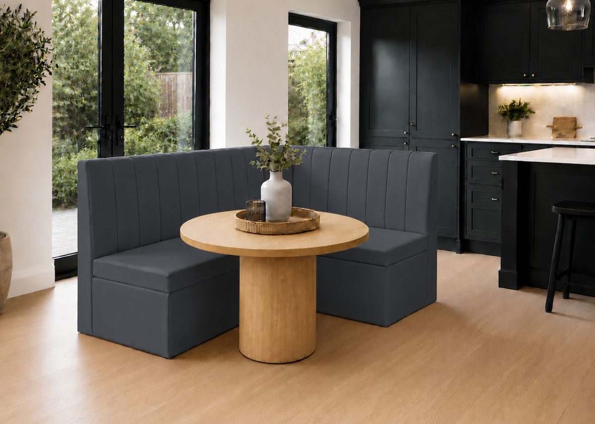 Camden L Shape Fluted Banquette Seating | Right Hand in Denim Colourway