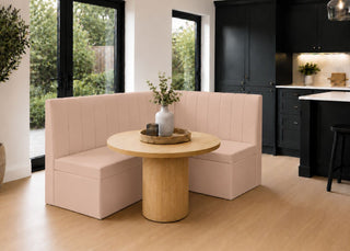 Camden L Shape Fluted Banquette Seating with | Right Hand in Rose Colourway