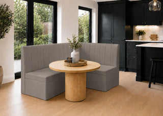 Camden L Shape Fluted Banquette Seating | Right Hand in Steel Colourway