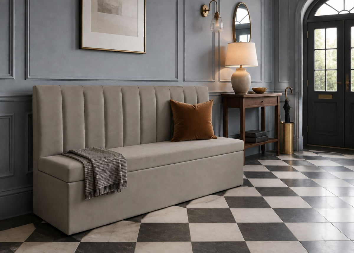 Fluted Bench Seating for Hallways | Steel Colourway