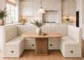 Camden U Shape Fluted Banquette Seating with Storage | Stone Colourway