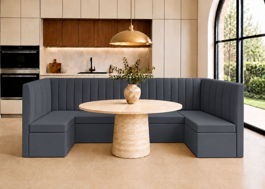 Camden U Shape Fluted Banquette Seating | Denim Colourway