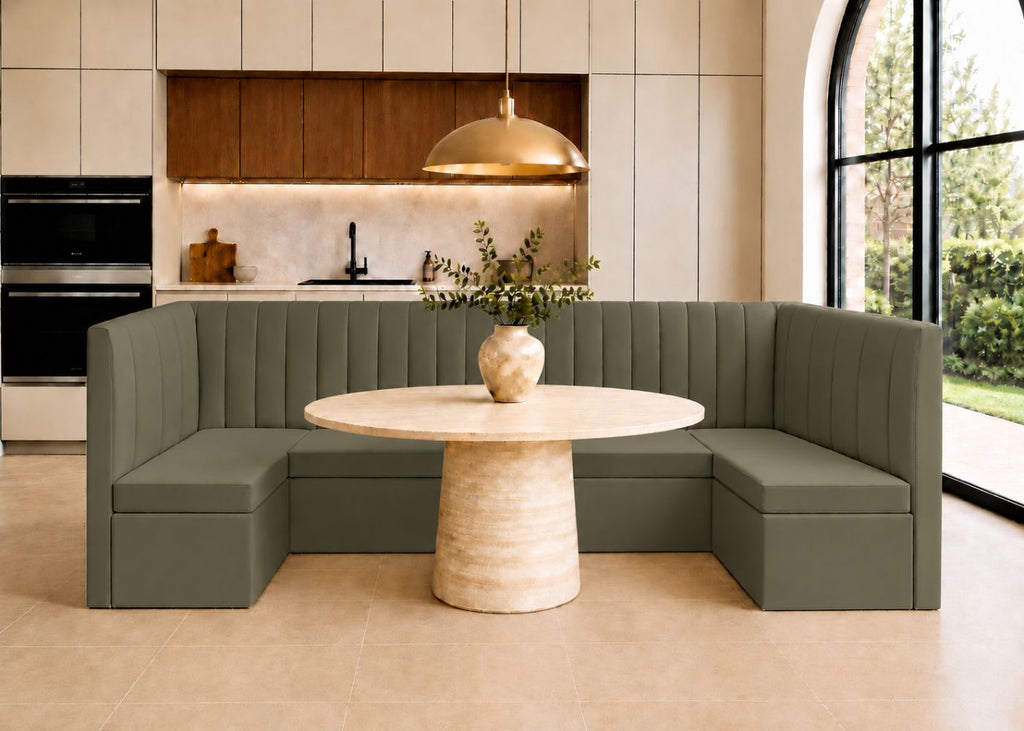 Camden U Shape Fluted Banquette Seating | Moss Colourway