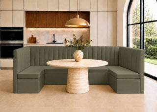 Camden U Shape Fluted Banquette Seating | Moss Colourway