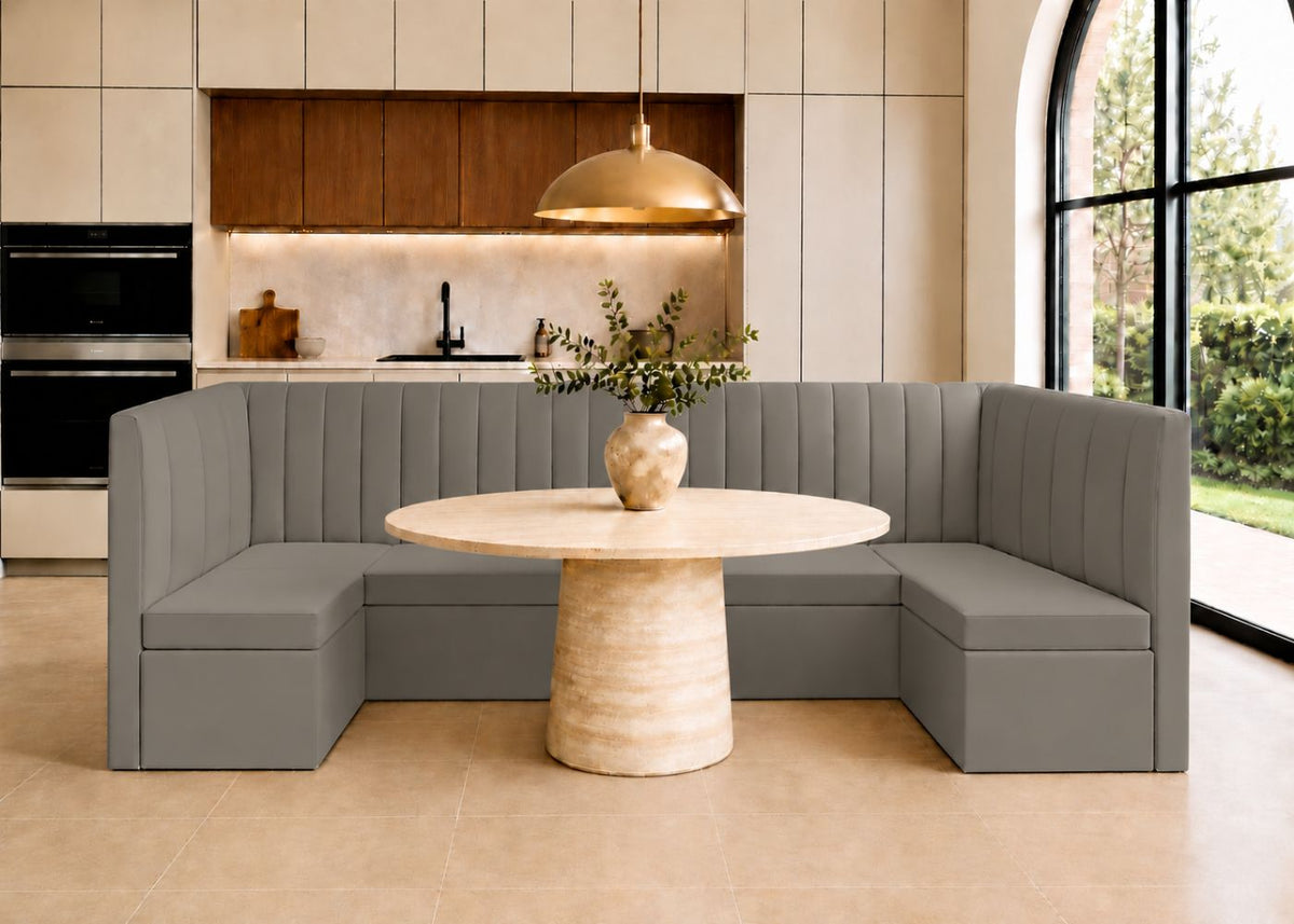 Camden U Shape Fluted Banquette Seating | Steel Colourway