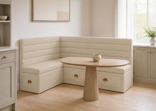 Soho L Shape Panelled Banquette Seating with Storage | Left Hand in Clay Colourway