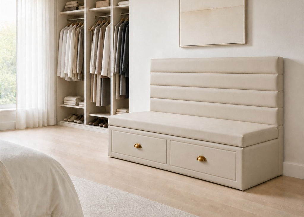 Soho Straight Panelled Storage Bench with Storage |  Clay Colourway