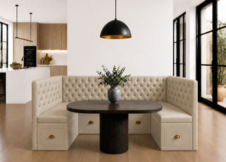 Mayfair U Shape Buttoned Banquette Seating with Storage  | Clay Colourway