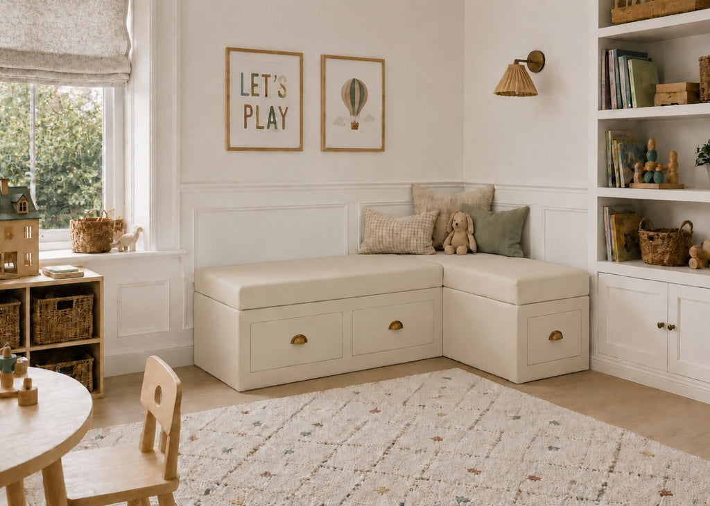 Henley L Shape Bench Seating with Storage | Right Hand in Clay Colourway