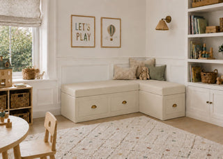 Henley L Shape Bench Seating with Storage | Right Hand in Clay Colourway