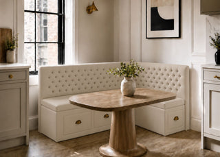 Mayfair L Shape Buttoned Banquette Seating | Right Hand in Clay Colourway