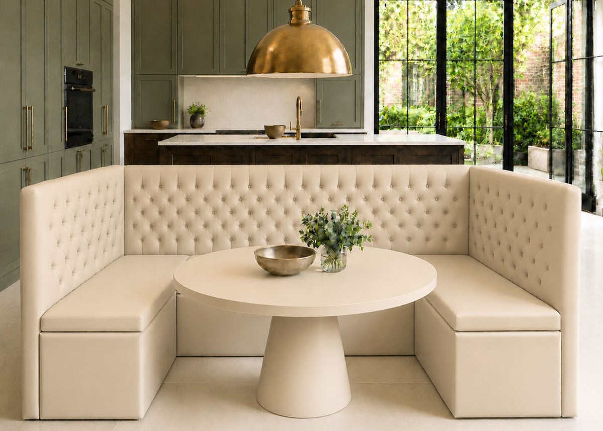 Mayfair U Shape Buttoned Banquette Seating | Clay Colourway