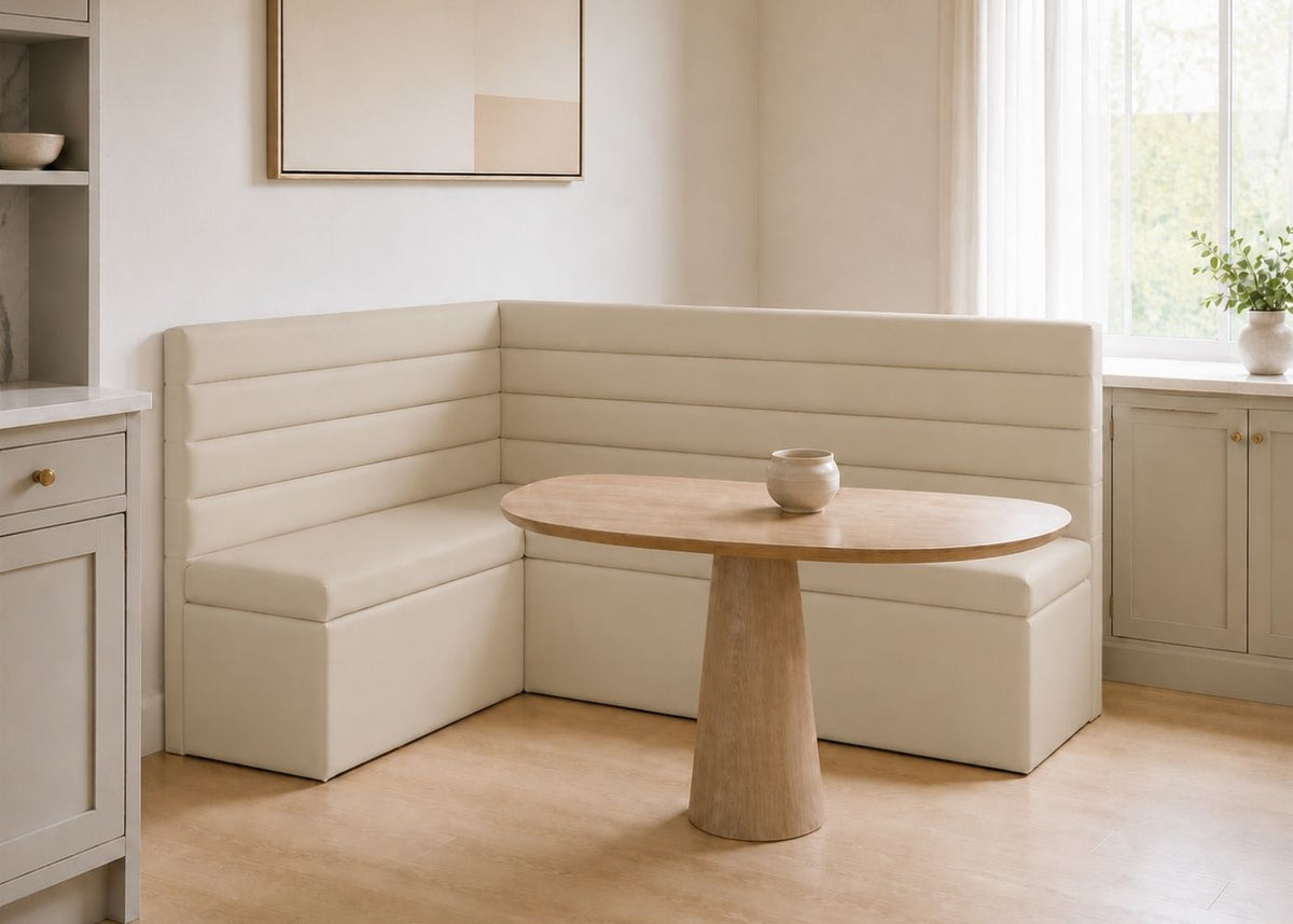 Soho L Shape Panelled Banquette Seating | Left Hand in Clay Colourway