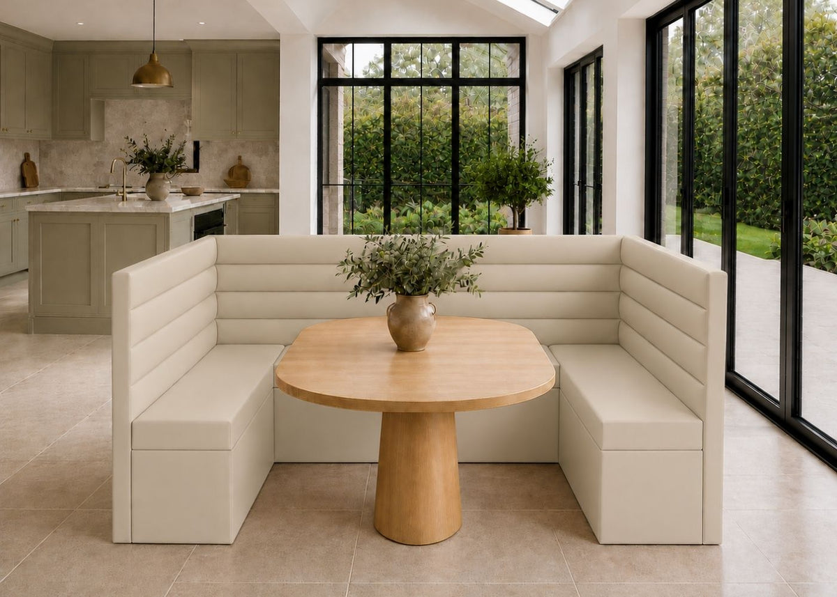 Soho U Shape Straight Panelled Banquette Seating | Clay Colourway