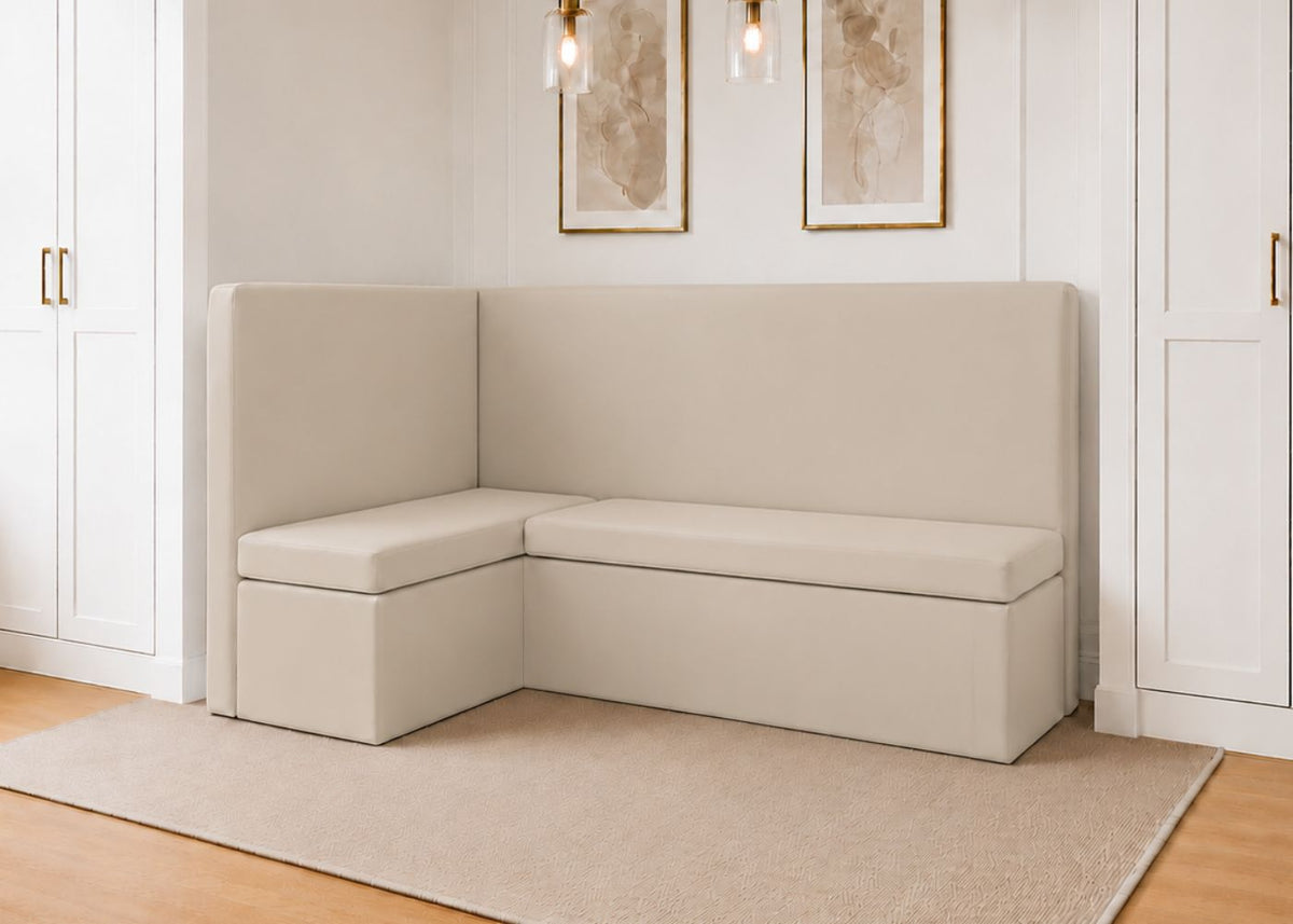 Richmond L Shape Plain Back Banquette Seating | Left Hand in Clay Colourway