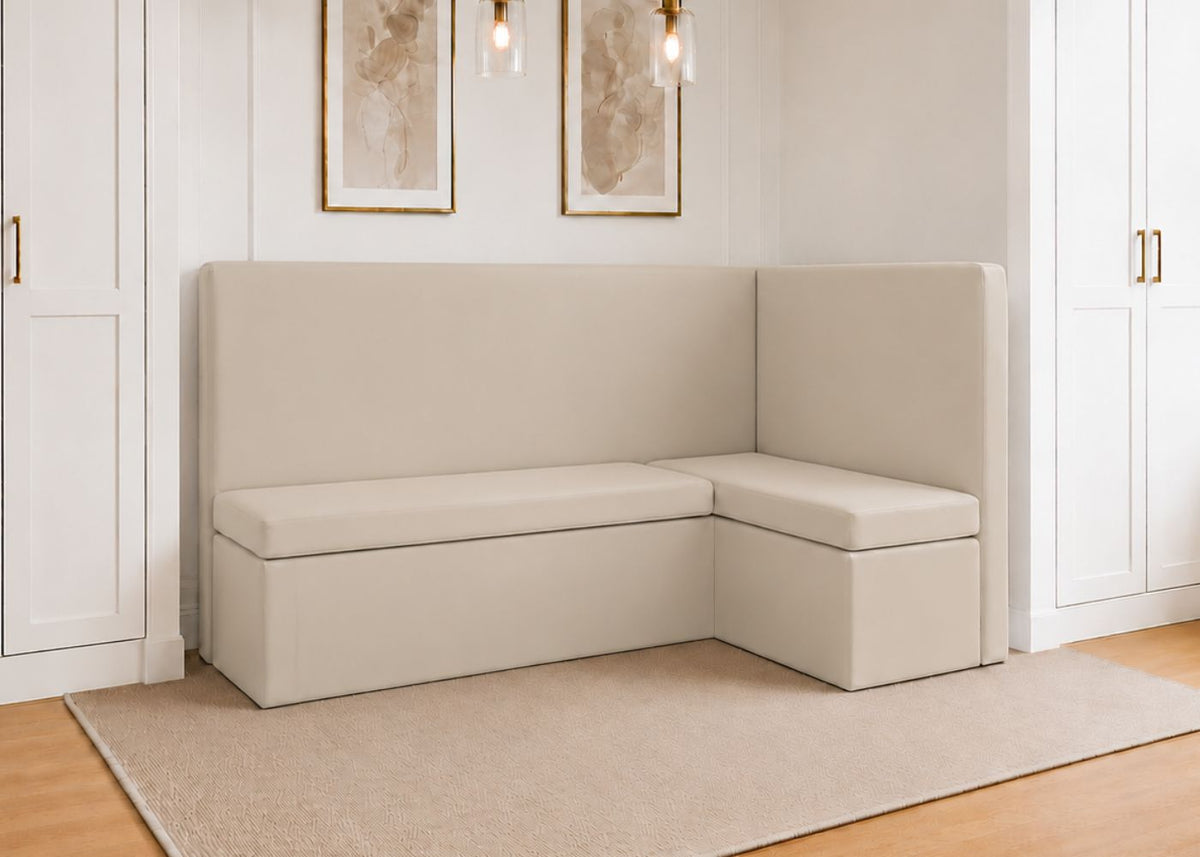 Richmond L Shape Plain Back Banquette Seating | Right Hand in Clay Colourway
