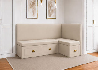 Richmond L Shape Plain Back Banquette Seating with Storage | Right Hand in Clay Colourway