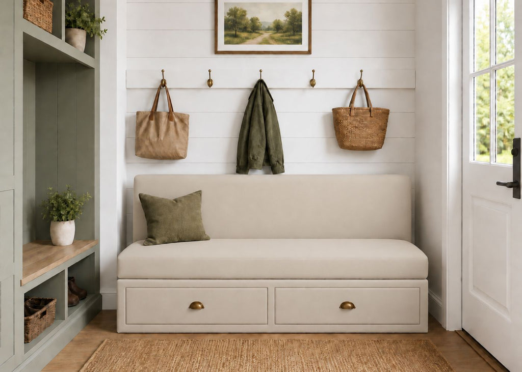 Richmond Straight Plain Back Banquette Seating with Storage | Clay Colourway