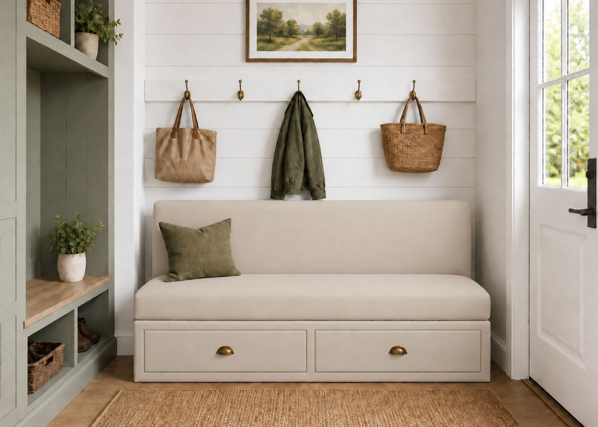 Richmond Straight Plain Back Banquette Seating with Storage | Clay Colourway