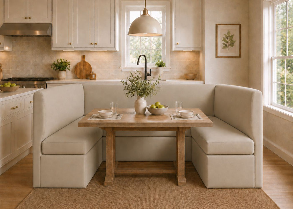 Richmond U Shape Plain Back Banquette Seating | Clay Colourway