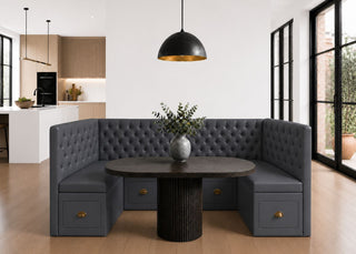 Mayfair U Shape Buttoned Banquette Seating with Storage | Denim Colourway