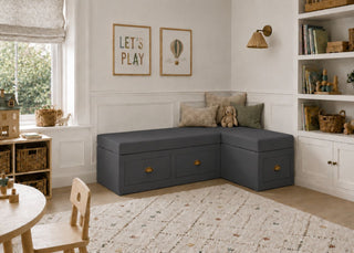 Henley L Shape Bench Seating with Storage | Right Hand in Denim Colourway