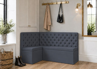 Mayfair Straight Buttoned Upholstered Bench | Denim Colourway