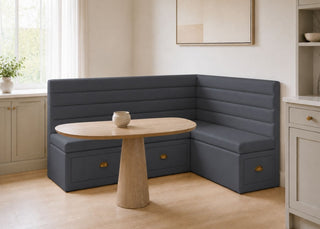 Soho L Shape Panelled Banquette Seating with Storage | Right Hand in Denim Colourway