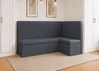Richmond L Shape Plain Back Banquette Seating | Right Hand in Denim Colourway