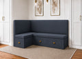 Richmond L Shape Plain Back Banquette Seating with Storage | Left Hand in Denim Colourway