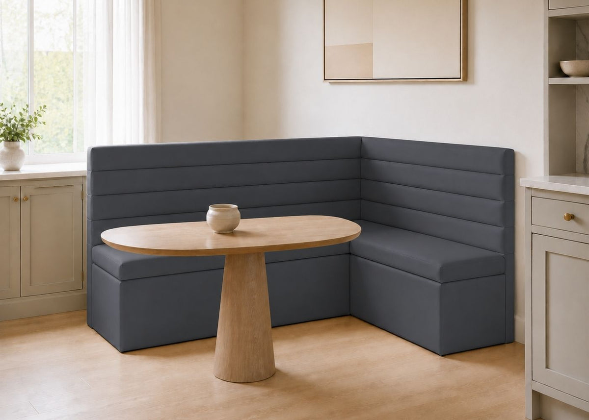 Soho L Shape Panelled Banquette Seating | Right Hand in Denim Colourway