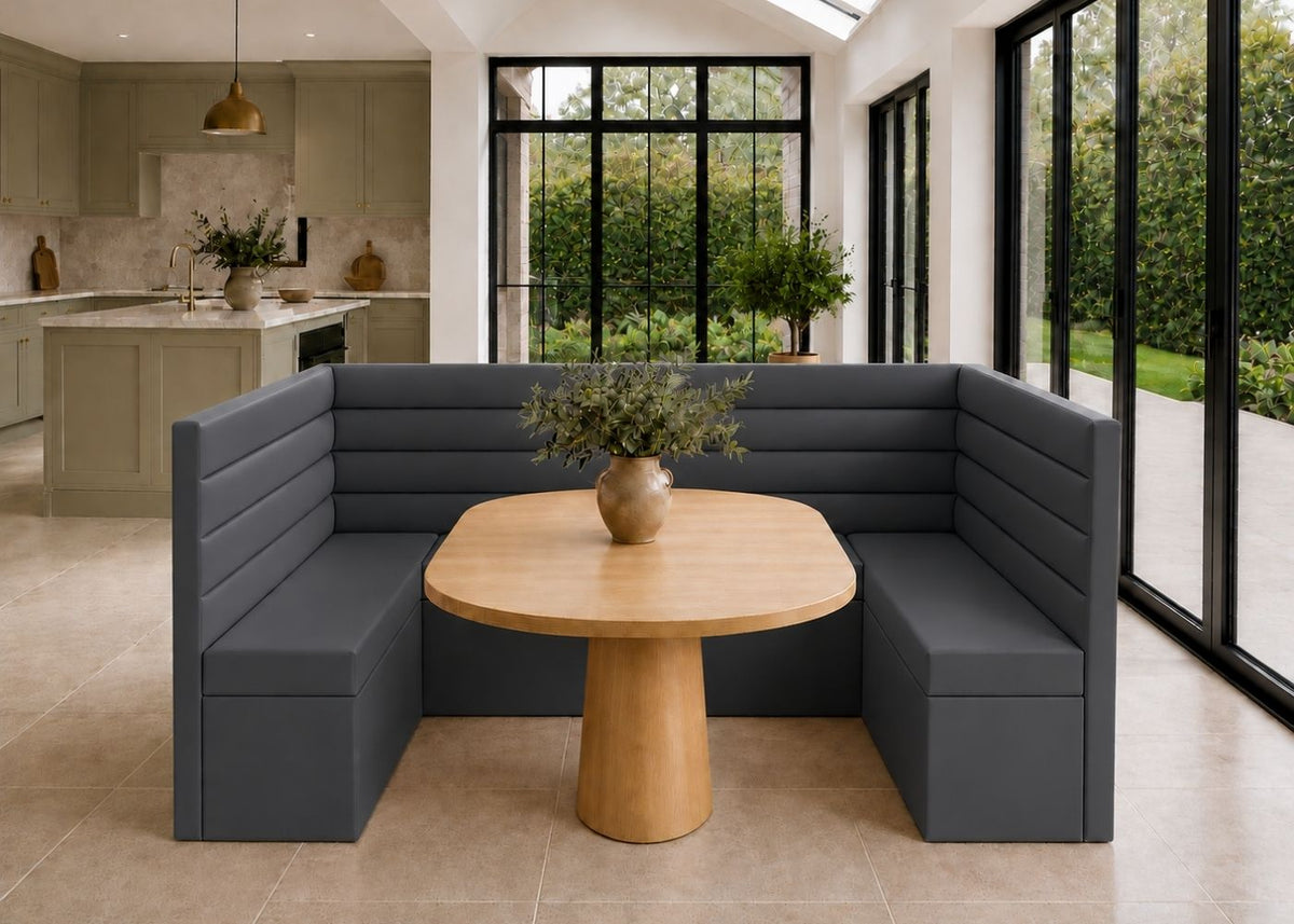 Soho U Shape Straight Panelled Banquette Seating | Denim Colourway