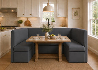 Richmond U Shape Plain Back Banquette Seating | Denim Colourway