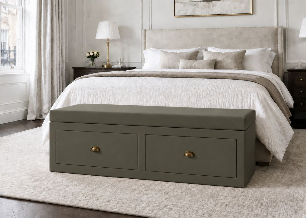 Henley Straight Bench Seating with Storage | Moss Colourway
