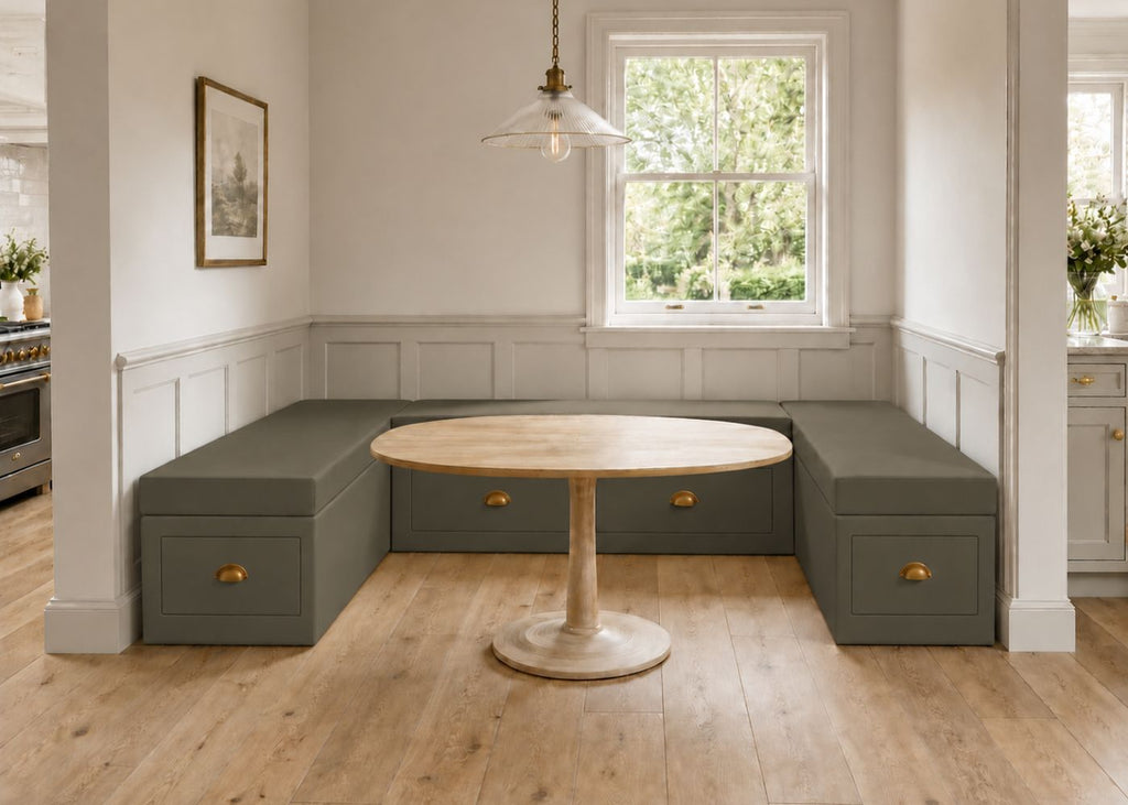 Henley U Shape Bench Seating with Storage | Moss Colourway
