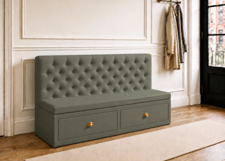 Mayfair Straight Buttoned Upholstered Storage Bench | Moss Colourway